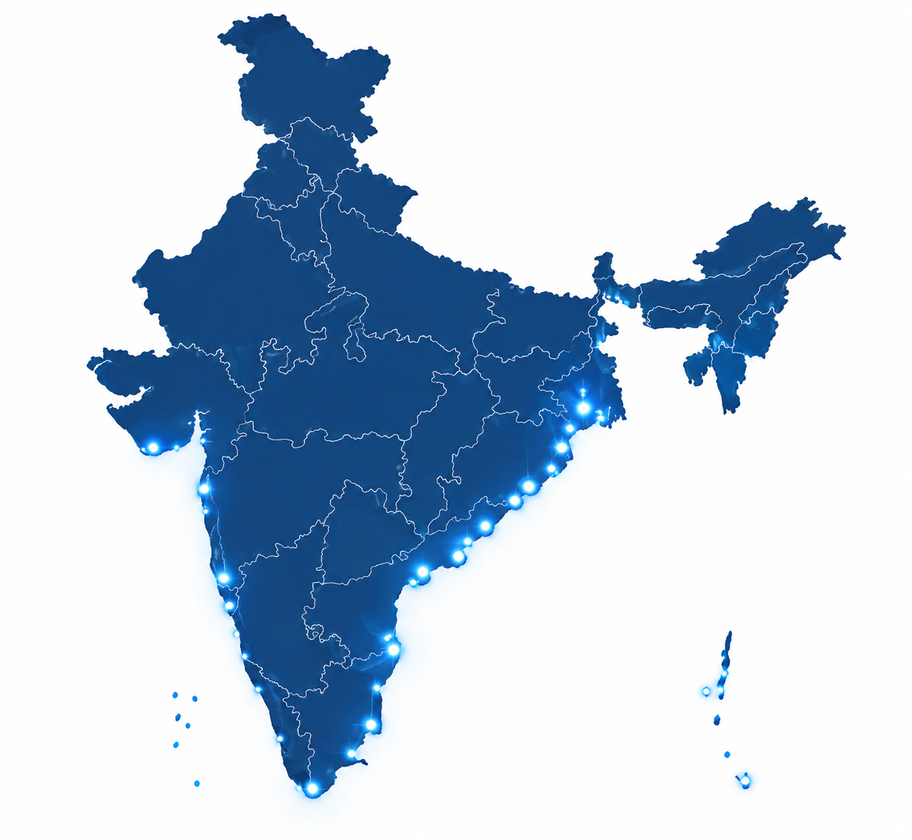 India map showing port coverage